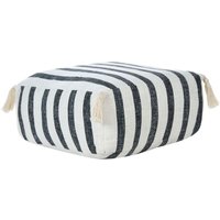 Bodenkissen Weiß u. Schwarz Gestreift aus Baumwolle 45 x 45 x 20 cm Quadratisch mit Quasten Boho Stil Pouf für Wohnzimmer Schlafzimmer von BELIANI