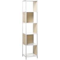 Bücherregal Weiß Heller Holzfarbton mdf Platte Pulverbeschichtetes Metall 165 x 35 x 5 cm Modern Trendy 5 Fächer Viel Stauraum Wohnzimmer - Heller von BELIANI