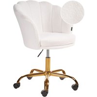 Beliani - Bürostuhl Bouclé Stoff Weiß / Gold Höhenverstellbar Drehbar für Home Office Büro Schminktisch Muschelform Muschel von BELIANI