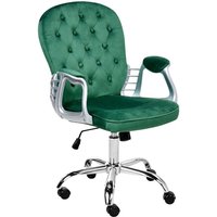 Bürostuhl Grün Samt mit Bremsbaren Rollen Gasdruckfeder Höhenverstellbar Drehbar Wippfunktion Knopfheftung Chesterfield Prinzessin Drehstuhl von BELIANI