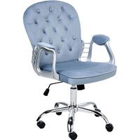 Bürostuhl Hellblau Samt mit Bremsbaren Rollen Gasdruckfeder Höhenverstellbar Drehbar Wippfunktion Knopfheftung Chesterfield Drehstuhl von BELIANI