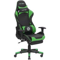 Beliani - Bürostuhl Schwarz/Grün Kunstleder höhenverstellbar Gaming Stuhl drehbar mit Fußstützen Modernes innovatives Design von BELIANI