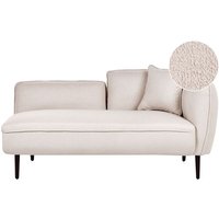 Chaiselongue Hellbeige Stoffbezug Bouclé Rechtsseitig mit Kissen Metallbeine Modern für Wohnzimmer Schlafzimmer Wintergarten Kleine Räume von BELIANI