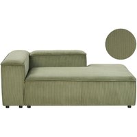 Chaiselongue Grün Cord Linksseitig Modul-Récamiere mit Niedriger Rückenlehne Wohnzimmermöbel Modern Skandi Wohnzimmer Ausstattung Sitzmöbel von BELIANI
