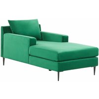 Chaiselongue Grün Samtstoff mit Armlehnen und Kissen Modernes Design Minimalistischer Stil Relaxliege für Wohnzimmer Schlafzimmer - Schwarz von BELIANI
