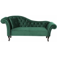 Beliani - Chaiselongue Linksseitig Dunkelgrün Samtstoff Holzfüße Glamourös Mit Zierkissen von BELIANI