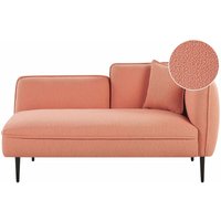 Chaiselongue Pfirsichrosa Stoffbezug Bouclé Rechtsseitig mit Kissen Metallbeine Modern für Wohnzimmer Schlafzimmer Wintergarten Kleine Räume - Rosa von BELIANI