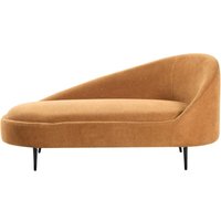 Chaiselongue Rechts Orange Stoffbezug Gesteppt mit Schwarzen Metallbeinen Modern Liegesessel Relaxliege für Wohnzimmer Schlafzimmer von BELIANI