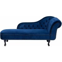 Chaiselongue Rechtsseitig Blau Samtstoff Holzfüße Dunkelbraun Knopfbezug Chesterfield Stil Glamourös Wohnzimmer Schlafzimmer Salon Flur Diele Chaiselongue Rechtsseitig Blau Samtstoff Holzfüße Dunkelbraun Knopfbezug Chesterfield Stil Glamourös Wohnzimmer Schlafzimmer Salon Flur Diele von BELIANI