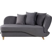 Chaiselongue Rechtsseitig Dunkelgrau Samtstoff mit Bettkasten Dekokissen Modern Récamiere Liegesofa Sitzmöbel Wohnzimmer Jugendzimmer von BELIANI