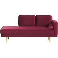 Chaiselongue Rechtsseitig Dunkelrot Samt mit Goldenen Metallbeinen Lehne Kissen Nackenrolle Modern Récamiere Liegesofa für Wohnzimmer Chaiselongue Rechtsseitig Dunkelrot Samt mit Goldenen Metallbeinen Lehne Kissen Nackenrolle Modern Récamiere Liegesofa für Wohnzimmer von BELIANI