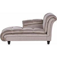 Beliani - Chaiselongue Rechtsseitig Taupe Stoff mit Holzfüßen Gedrechselt Arm- & Rückenlehne Gesteppt Modern Récamiere Liegesofa Wohnzimmer Möbel von BELIANI