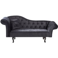 Chaiselongue Schwarz Samtstoff Rechtsseitig Gesteppt mit Kissen Chesterfield Stil Retro-Design Relaxliege für Wohnzimmer Schlafzimmer Indoor von BELIANI