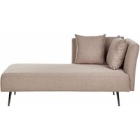 Chaiselongue Hellbraun Stoffbezug Rechtsseitig mit Kissen Armlehne Metallbeine Modern für Wohnzimmer Schlafzimmer Wintergarten Kleine Räume - Schwarz von BELIANI