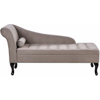 Chaiselounge Linksseitig Taupe Samtstoff mit Bettkasten 1 Kissen Holzbeine Retro Glamourös Liegesofa Wohnzimmer Schlafzimmer Ausstattung von BELIANI