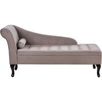Chaiselounge Linksseitig Taupe Samtstoff mit Bettkasten 1 Kissen Holzbeine Retro Glamourös Liegesofa Wohnzimmer Schlafzimmer Ausstattung von BELIANI