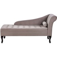Chaiselounge Rechtsseitig Taupe Samtstoff mit Bettkasten 1 Kissen Holzbeine Retro Glamourös Liegesofa Wohnzimmer Schlafzimmer Ausstattung von BELIANI