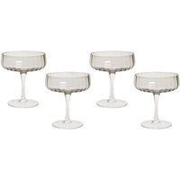 Beliani - Champagnerschalen 4er Set Transparent Hellgrau Geriffeltes Design 170 ml 17 cl Fassungsvermögen Mundgeblasen Champagnergläser Sektschalen Beliani - Champagnerschalen 4er Set Transparent Hellgrau Geriffeltes Design 170 ml 17 cl Fassungsvermögen Mundgeblasen Champagnergläser Sektschalen von BELIANI