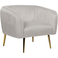 Cocktailsessel Hellgrau Polsterbezug aus Samtstoff mit Metallgestell in Gold Glamouröser Edler Stil Wohnzimmer Salon Esszimmer Flur von BELIANI