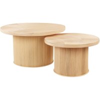 Couchtisch 2er Set Natur aus Rattan Runde Tischplatte Boho Stil Design Couchtisch 2er Set Natur aus Rattan Runde Tischplatte Boho Stil Design von BELIANI
