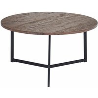 Couchtisch rund dunkles Holz mit schwarzer MDF Platte Metallbeine 80 cm Industrial Wohnzimmer - Dunkler Holzfarbton von BELIANI