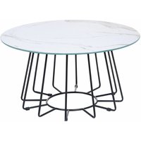 Couchtisch Weiße Tischplatte, Metallgestell, Marmoroptik, glamouröses Design von BELIANI