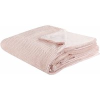 Kuscheldecke Pastellrosa Polyester 200 x 220 cm Modern Skandinavisch Schlafzimmer Wohnzimmer Accessoire Deko Überwurf Wohndecke Sofadecke - Rosa von BELIANI