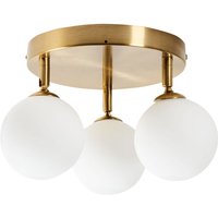 Deckenleuchte Messing u. Weiß aus Glas Rund 3 Kugel Schirme 3-Flammig Glamourös Eleganter Stil Modernes Design für Wohnzimmer Schlafzimmer Flur von BELIANI