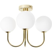 Beliani - Deckenleuchte Weiß u. Gold aus Glas Rund 3 Kugel Schirme 3-Flammig Glamourös Eleganter Stil Modernes Design für Wohnzimmer Schlafzimmer Flur von BELIANI