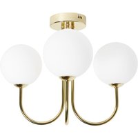 Deckenleuchte Weiß u. Gold aus Glas Rund 3 Kugel Schirme 3-Flammig Glamourös Eleganter Stil Modernes Design für Wohnzimmer Schlafzimmer Flur von BELIANI
