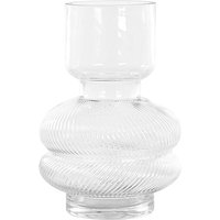 Blumenvase Transparent Glas 24 cm Organische Form mit Schmalem Hals Rillen Modern Tischdeko Wohnaccessoires Deko Glasvase für Wohnzimmer Flur von BELIANI