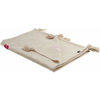 Beliani - Decke Beige u. Pink Baumwolle 130x180 cm Lama-Motiv mit Quasten Überwurf für Schlafzimmer Kinderzimmer - Weiß von BELIANI