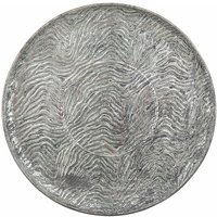 Deko-Tablett in Silberaus Metall mit Wellenverzierungen Rund Glamour Look Wohnaccessoire Dekoartikel Tischdekoration Küchenaccessoires von BELIANI