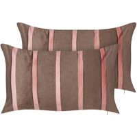Dekokissen 2er Set Beige Stoffbezug mit Füllung Biese 60x60 cm Quadratisch Einfarbig Ohne Muster Modern Sofa Bett Wohnzimmer Schlafzimmer von BELIANI