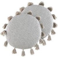 Beliani - Dekokissen 2er Set Grau Baumwolle ⌀ 45 cm Rund Bezug mit Füllung Quasten Reißverschluss Einfarbig Modern Bogo Wohnzimmer Schlafzimmer Deko Beliani - Dekokissen 2er Set Grau Baumwolle ⌀ 45 cm Rund Bezug mit Füllung Quasten Reißverschluss Einfarbig Modern Bogo Wohnzimmer Schlafzimmer Deko von BELIANI