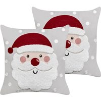 Beliani - Dekokissen 2er Set Grau Samtbezug mit Füllung 45x45 cm Weihnachtsmotiv Weihnachtsmann Schneeflocken Bestickt Wohnzimmer Schlafzimmer Beliani - Dekokissen 2er Set Grau Samtbezug mit Füllung 45x45 cm Weihnachtsmotiv Weihnachtsmann Schneeflocken Bestickt Wohnzimmer Schlafzimmer von BELIANI