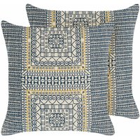 Dekokissen 2er Set Mehrfarbig Baumwolle mit Polyester-Füllung 50 x 50 cm geometrisches Muster Boho-Stil Accessories Wohn- u. Schlafzimmer - Weiß von BELIANI