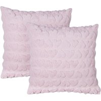 Dekokissen 2er Set Rosa Stoffbezug 45 x 45 cm mit Füllung Herzmotiv Getuftet Strukturiert Quadratisch Modern Sofa Bett Wohnzimmer Schlafzimmer - Rosa von BELIANI