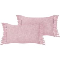 Dekokissen 2er Set TANSY Baumwolle 40 x 60 cm Rosa Ohne Muster von BELIANI