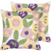 Dekokissen 2er Set TRICORNIO Baumwolle 45 x 45 cm Bunt Blumenmuster von BELIANI