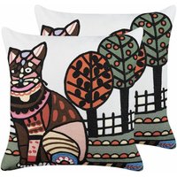 Beliani - Dekokissen 2er Set Mehrfarbig Baumwolle und Wolle Stoffbezug mit Polyester-Füllung 50x50 cm Katzenmotiv Accessories Wohn- u. Schlafzimmer Beliani - Dekokissen 2er Set Mehrfarbig Baumwolle und Wolle Stoffbezug mit Polyester-Füllung 50x50 cm Katzenmotiv Accessories Wohn- u. Schlafzimmer von BELIANI