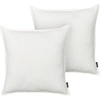 Dekokissen 2er Set Cremeweiß Stoffbezug mit Füllung Biese 45x45 cm Teddy-Optik Modern Wohnzimmer Schlafzimmer Ausstattung Sofakissen Zierkissen von BELIANI