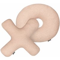 Dekokissen 2er Set Rosa Webpelz mit Füllung ⌀ 46 und 51x51 cm Teddy-Optik X-Form O-Form Tic-Tac-Toe Modern Wohnzimmer Schlafzimmer Deko von BELIANI