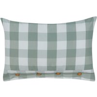 Beliani - Dekokissen Mintgrün / Weiß Karomuster 40 x 60 cm Rechteckig mit Knöpfen für Wohnzimmer Schlafzimmer Sofa Sessel Bett - Grün von BELIANI