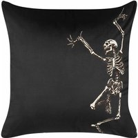 Beliani - Dekokissen Schwarz Samtstoffbezug mit Polyester-Füllung 45 x 45 cm Halloween Skelett Motiv Zweiseitig Bedruckt Wohn- u. Schlafzimmer Flur von BELIANI