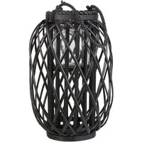 Dekorative Laterne Schwarz mit Kerzenhalter 40 cm Höhe aus geflochtenem Seil für den Innen- und Aussenbereich Modern Dekorative Laterne Schwarz mit Kerzenhalter 40 cm Höhe aus geflochtenem Seil für den Innen- und Aussenbereich Modern von BELIANI