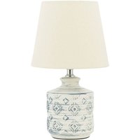 Tischlampe Beige Keramik 35 cm Stoffschirm Lampenfuß mit Muster Vasenform Kabel mit Schalter Retro-Stil - Blau von BELIANI