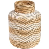 Dekovase Beige und Weiß Rattan Natur Stil Wohndekoration - Weiß von BELIANI