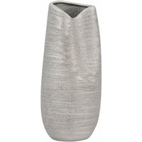 Dekovase Silber 12 x 32 cm Steinzeug Metall Optik Elegant Extravagant Unregelmässige Form Modern - Silber von BELIANI