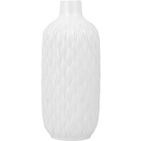 Dekovase Weiß 14 x 31 cm Steinzeug gemusterte Strukturoberfläche Elegant Ovale Form Modern - Weiß von BELIANI